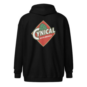 'Cynical' Unisex Heavy Blend Zip Hoodie (embroidered front/printed back)